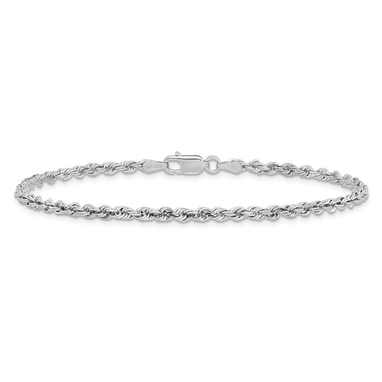 Pulsera de Cuerda Cuádruple de 10k Oro Blanco de 2.75mm con Cierre de Langosta
