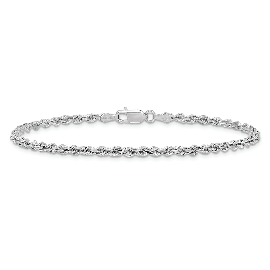 Pulsera de Cuerda Cuádruple de 10k Oro Blanco de 2.75mm con Cierre de Langosta