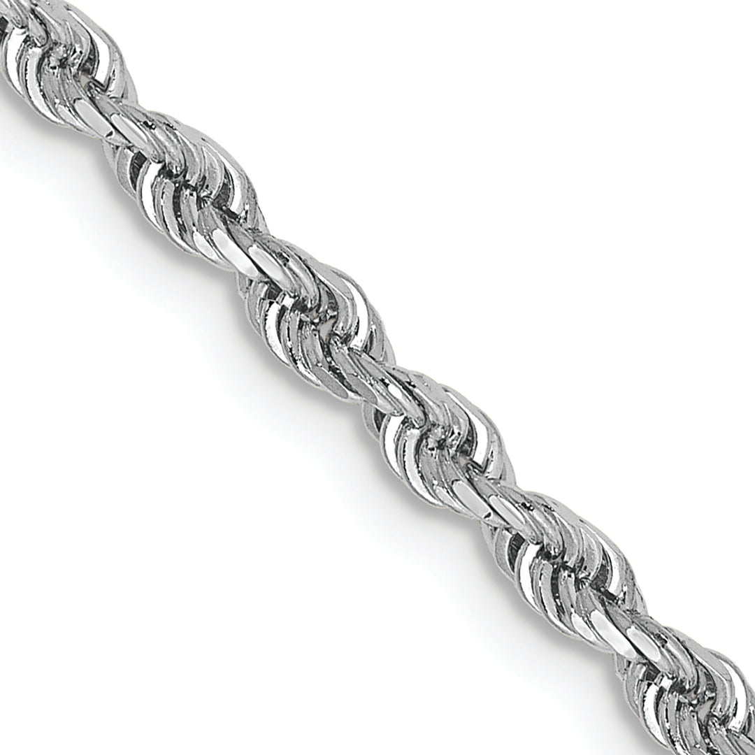10K White Gold Chain, 26 Inches, 2.75 mm, Diamond Cut Quadruple Rope Style