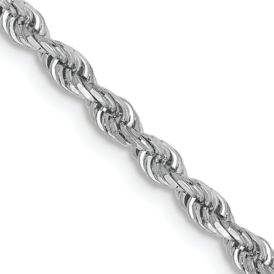 10K White Gold Chain, 26 Inches, 2.75 mm, Diamond Cut Quadruple Rope Style