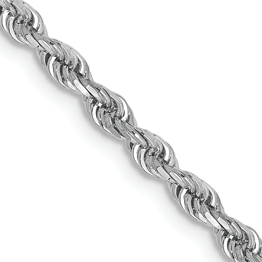 Cadena de Oro Blanco de 10K, 26 Pulgadas, 2.75 mm, Estilo Cuerda Cuádruple con Corte Diamante