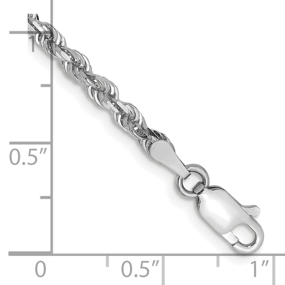 Pulsera de Cuerda Cuádruple Diamond-Cut de Oro Blanco de 10K – 7 Pulgadas, 3 mm con Cierre Langosta