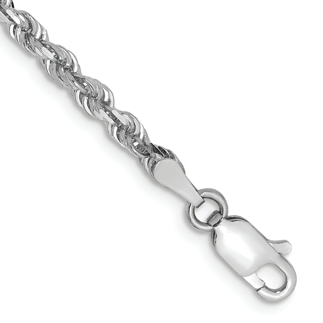 Pulsera de Cuerda Cuádruple Diamond-Cut de Oro Blanco de 10K – 7 Pulgadas, 3 mm con Cierre Langosta