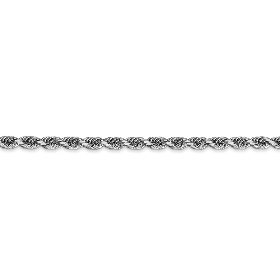 Cadena Cuádruple de Cuerda de Oro Blanco de 10K – 18 Pulgadas, 3.35 mm con Cierre Langosta