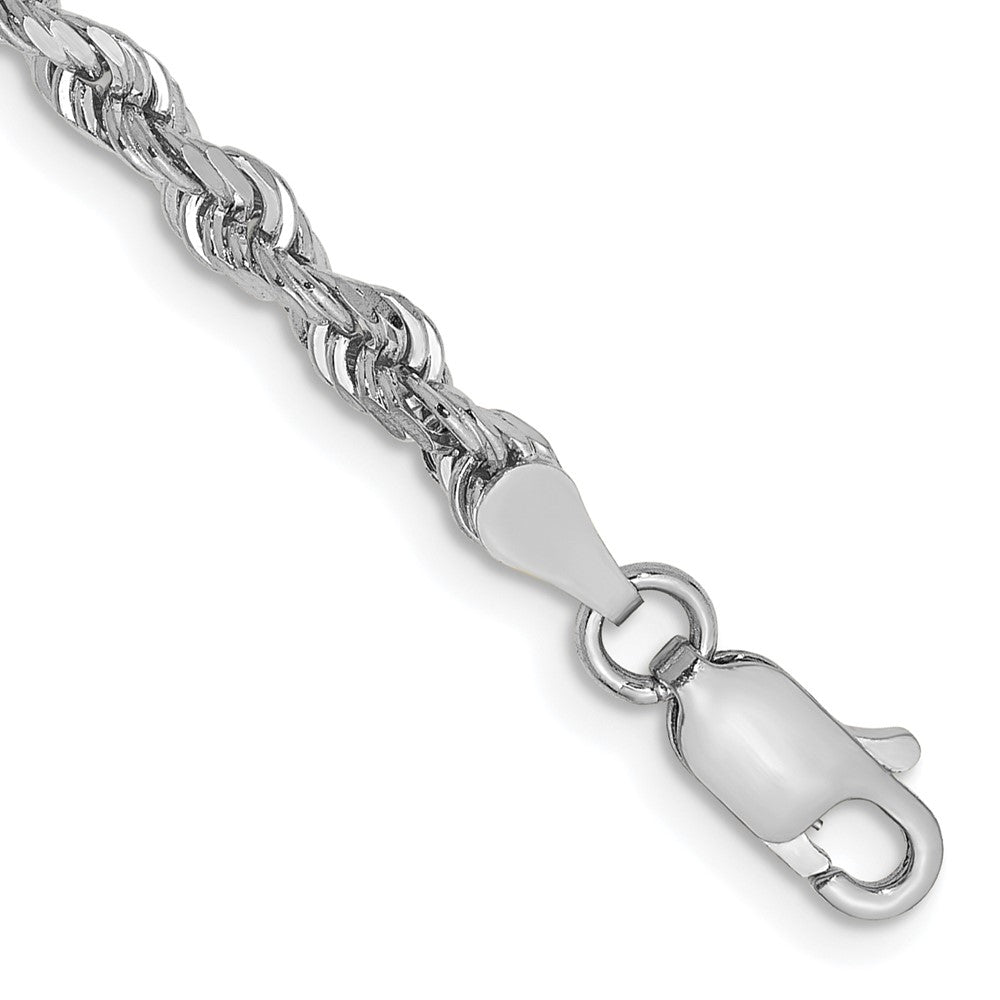10K White Gold Bracelet, 8 Inches, 3.35mm, Quad Rope with Lobster Clasp
