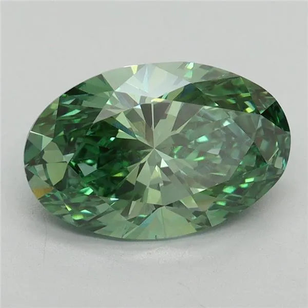 2.25ct Oval Lab Grown Diamond (Colour Fancy Vivid Green, Clarity VVS2, IGI Certified)