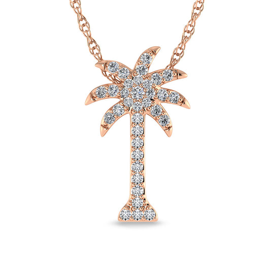 1/5 ct. 14K rose gold diamond palm tree pendant