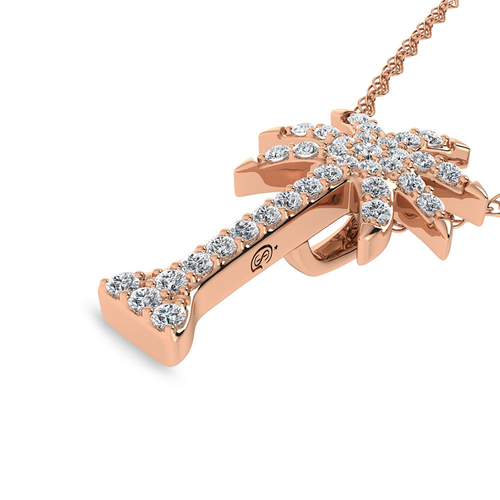 1/5 ct. 14K rose gold diamond palm tree pendant