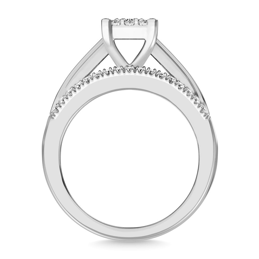 Oro blanco de 10 quilates de 1/2 qt.Tw. Anillo invisible de compromiso de diamantes