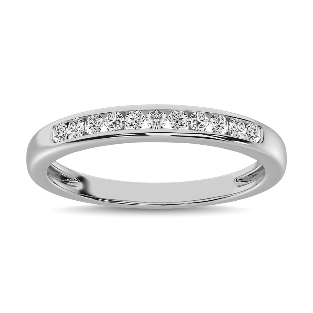Oro blanco de 10 quilates de 1/5 quilates total. Alianza de aniversario de diamantes