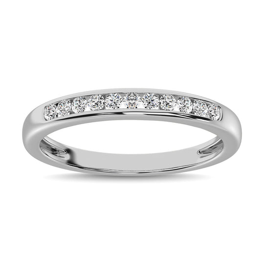 Oro blanco de 10 quilates de 1/5 quilates total. Alianza de aniversario de diamantes