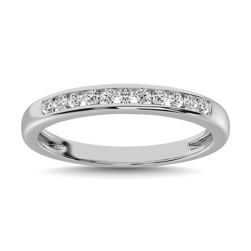 Oro blanco de 10 quilates de 1/4 qt.Tw. Alianza de aniversario de diamantes