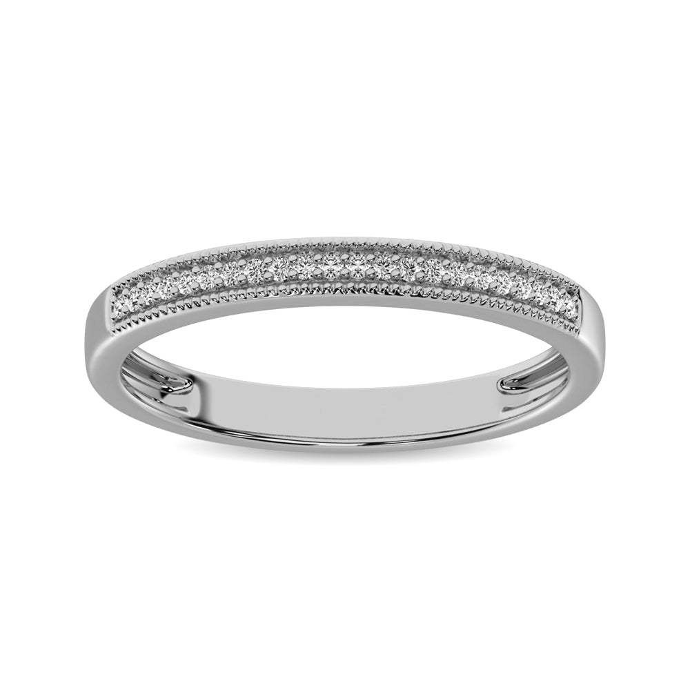 Oro blanco de 10 quilates de 1/10 qt.Tw. Anillo de boda de diamantes