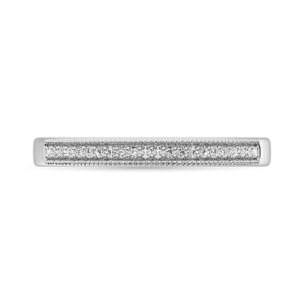 Oro blanco de 10 quilates de 1/10 qt.Tw. Anillo de boda de diamantes