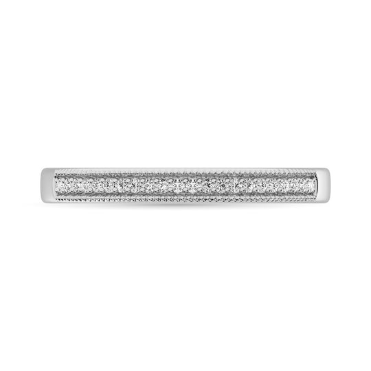 Oro blanco de 10 quilates de 1/10 qt.Tw. Anillo de boda de diamantes