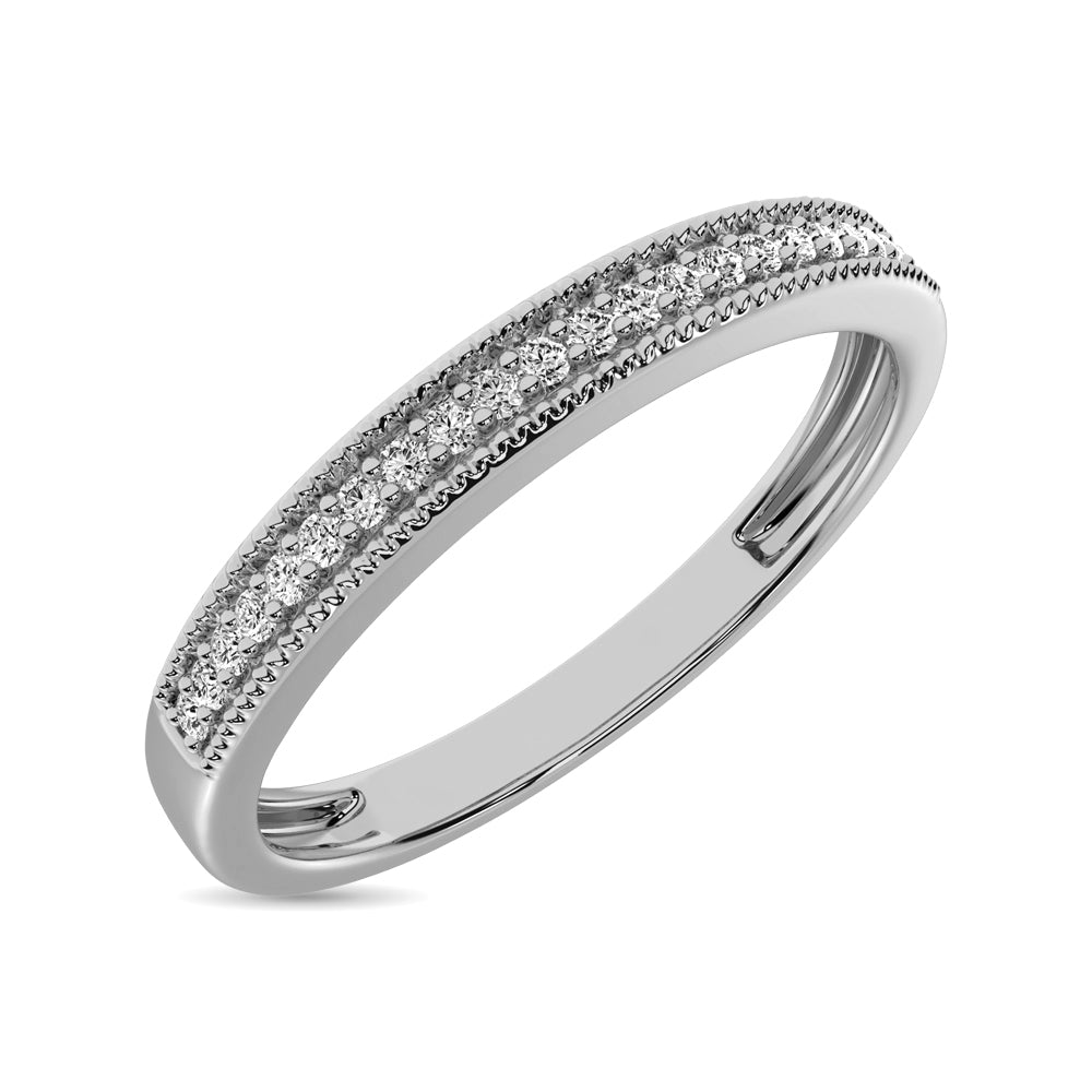 Oro blanco de 10 quilates de 1/10 qt.Tw. Anillo de boda de diamantes