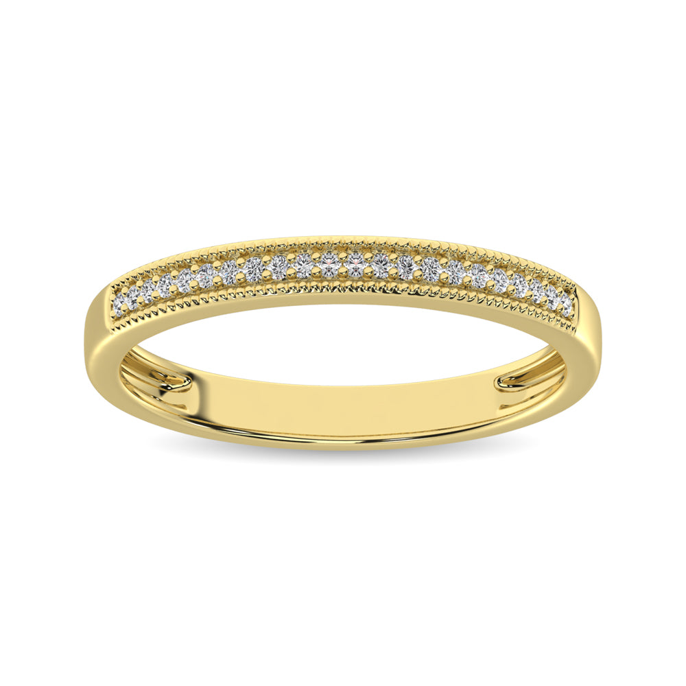Oro amarillo de 10 quilates de 1/10 qt.Tw. Anillo de boda de diamantes