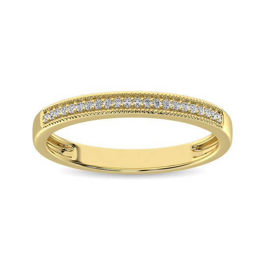 Oro amarillo de 10 quilates de 1/10 qt.Tw. Anillo de boda de diamantes