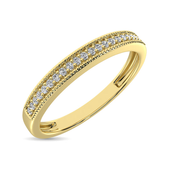 Oro amarillo de 10 quilates de 1/10 qt.Tw. Anillo de boda de diamantes