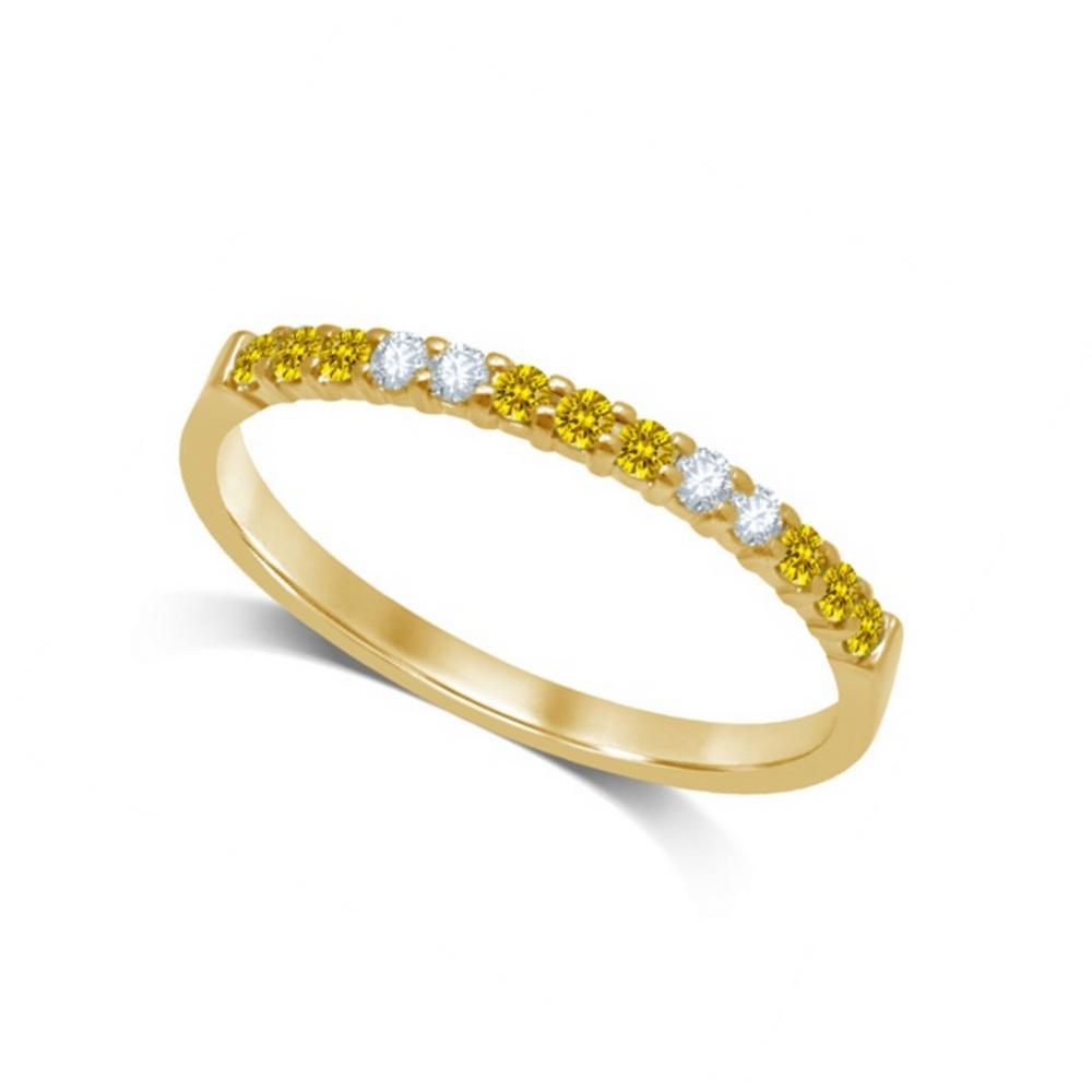 Banda de M√°quina con Diamantes y Zafiro Amarillo de 1/3 qt en Oro Amarillo de 14k