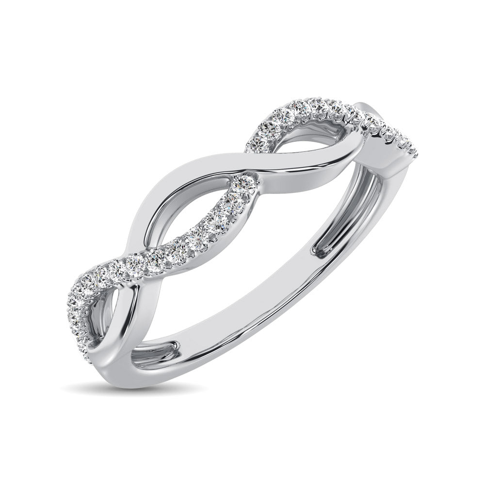 Oro blanco de 10 quilates de 1/10 qt.Tw. Banda de moda de diamantes