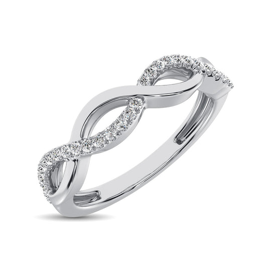 Oro blanco de 10 quilates de 1/10 qt.Tw. Banda de moda de diamantes