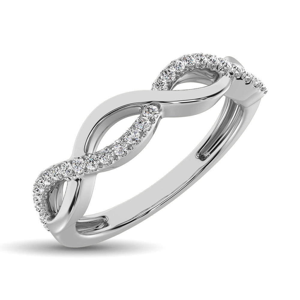 Oro blanco de 10 quilates de 1/10 qt.Tw. Banda de moda de diamantes