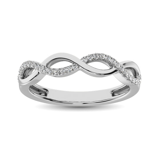 Oro blanco de 10 quilates de 1/10 qt.Tw. Banda de moda de diamantes