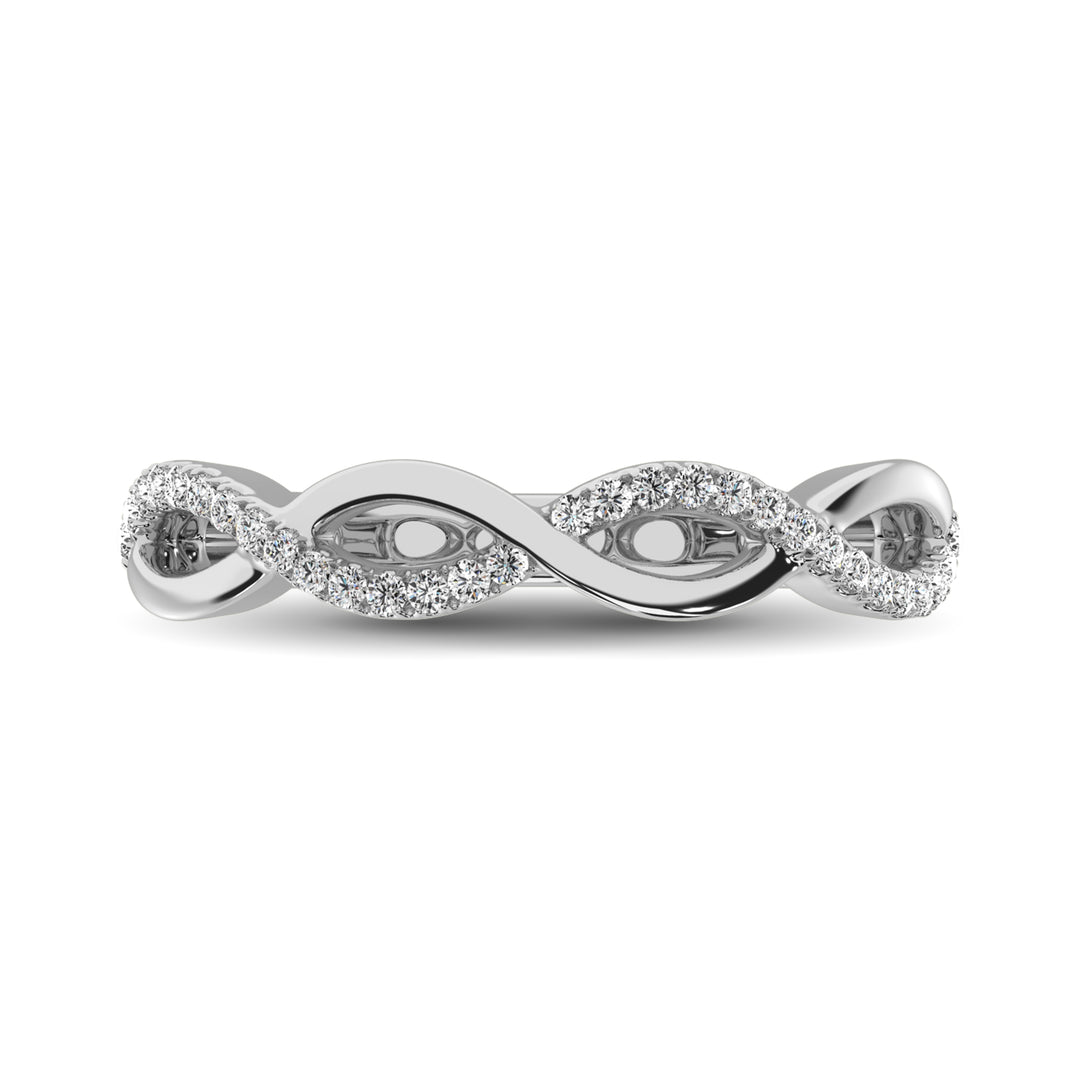 Oro blanco de 10 quilates de 1/10 qt.Tw. Banda de moda de diamantes