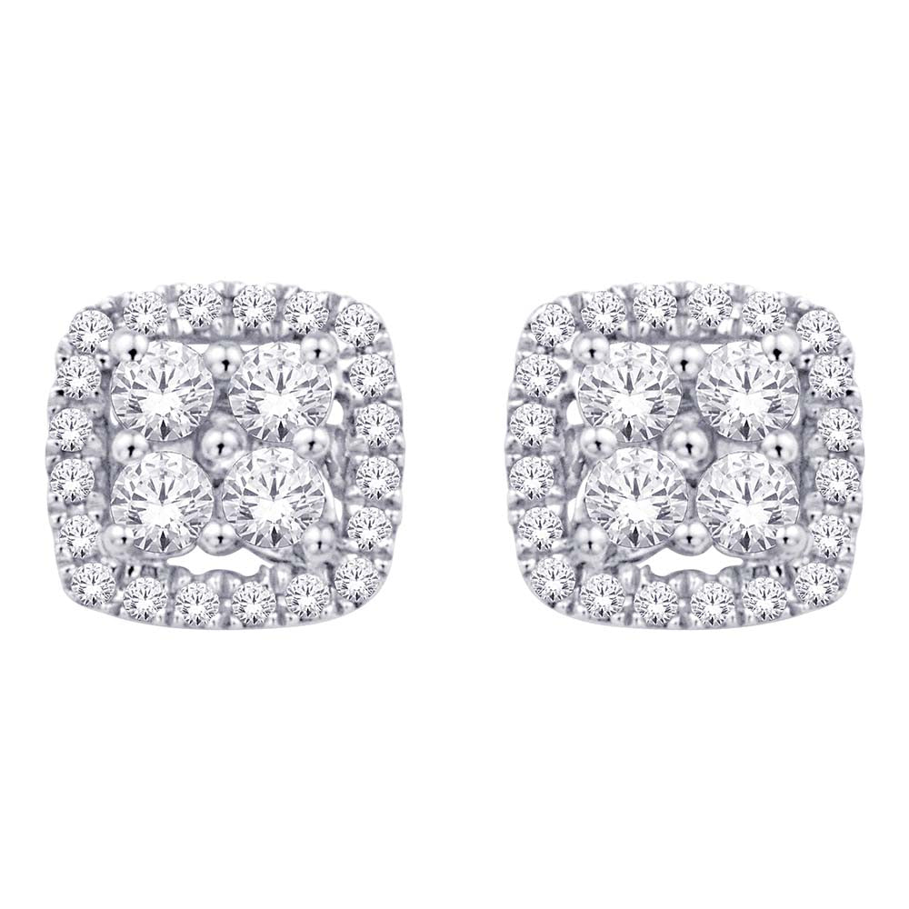 Aretes con Diamantes de 1/5 qt en Oro Blanco de 14k