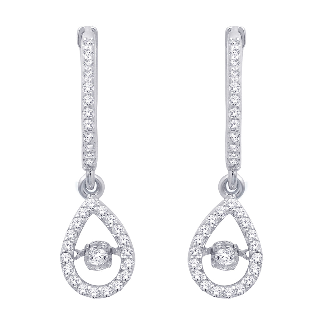 Aretes Modernos con Diamantes en Movimiento de 2/5 qt en Oro Blanco de 10k