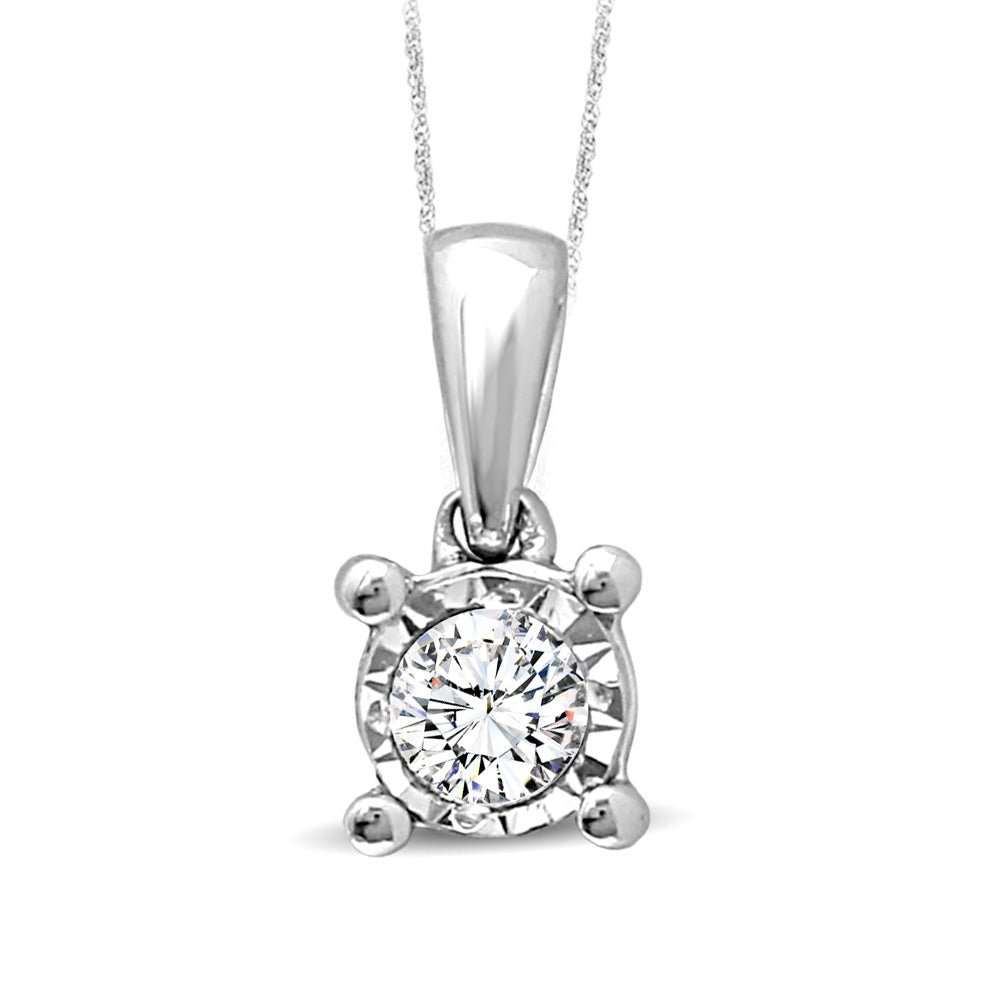 1/20 carat diamond solitaire pendant in 10k white gold