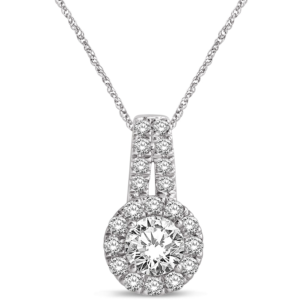 Oro blanco de 14 quilates de 3/8 quilates total. Colgante de moda de diamantes