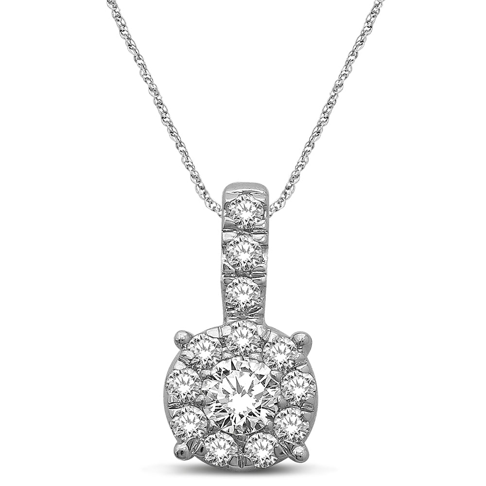 14K white gold, 1/5 carat total. Diamond fashion pendant
