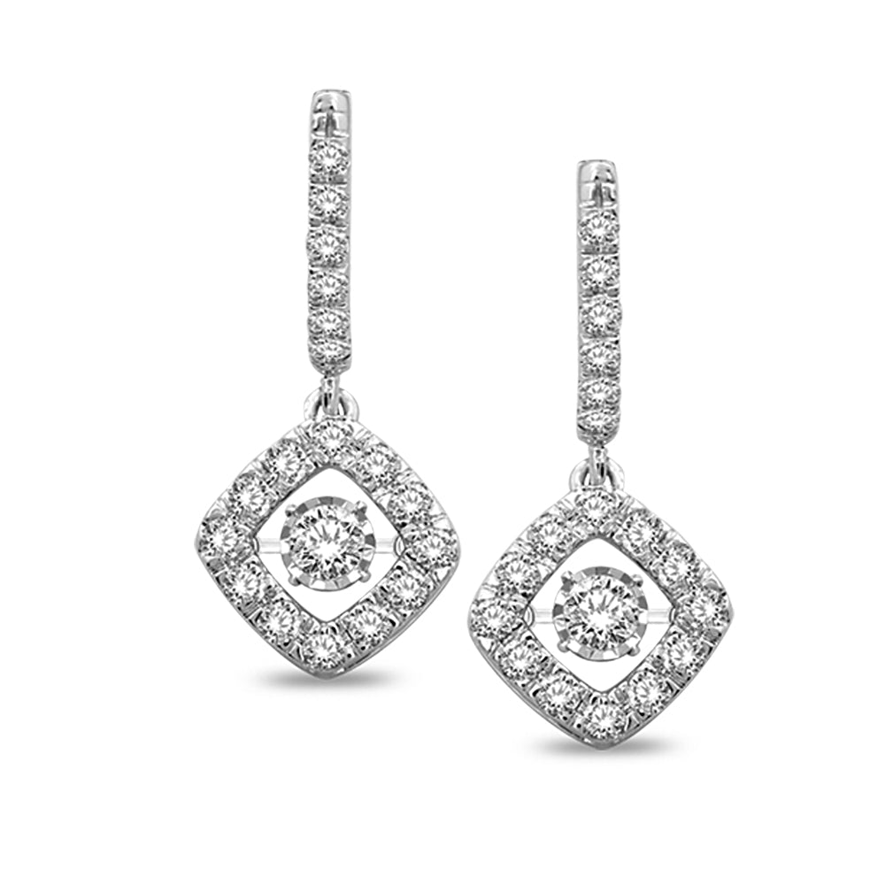 Aretes con Diamantes en Movimiento de 1 qt.Tw en Oro Blanco de 14k