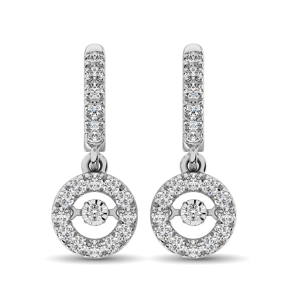 Aretes con Diamantes en Movimiento de 1 qt.Tw en Oro Blanco de 14k