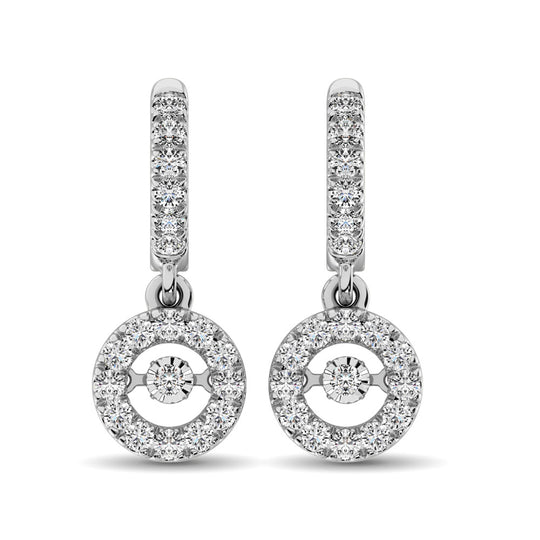 Aretes con Diamantes en Movimiento de 1 qt.Tw en Oro Blanco de 14k