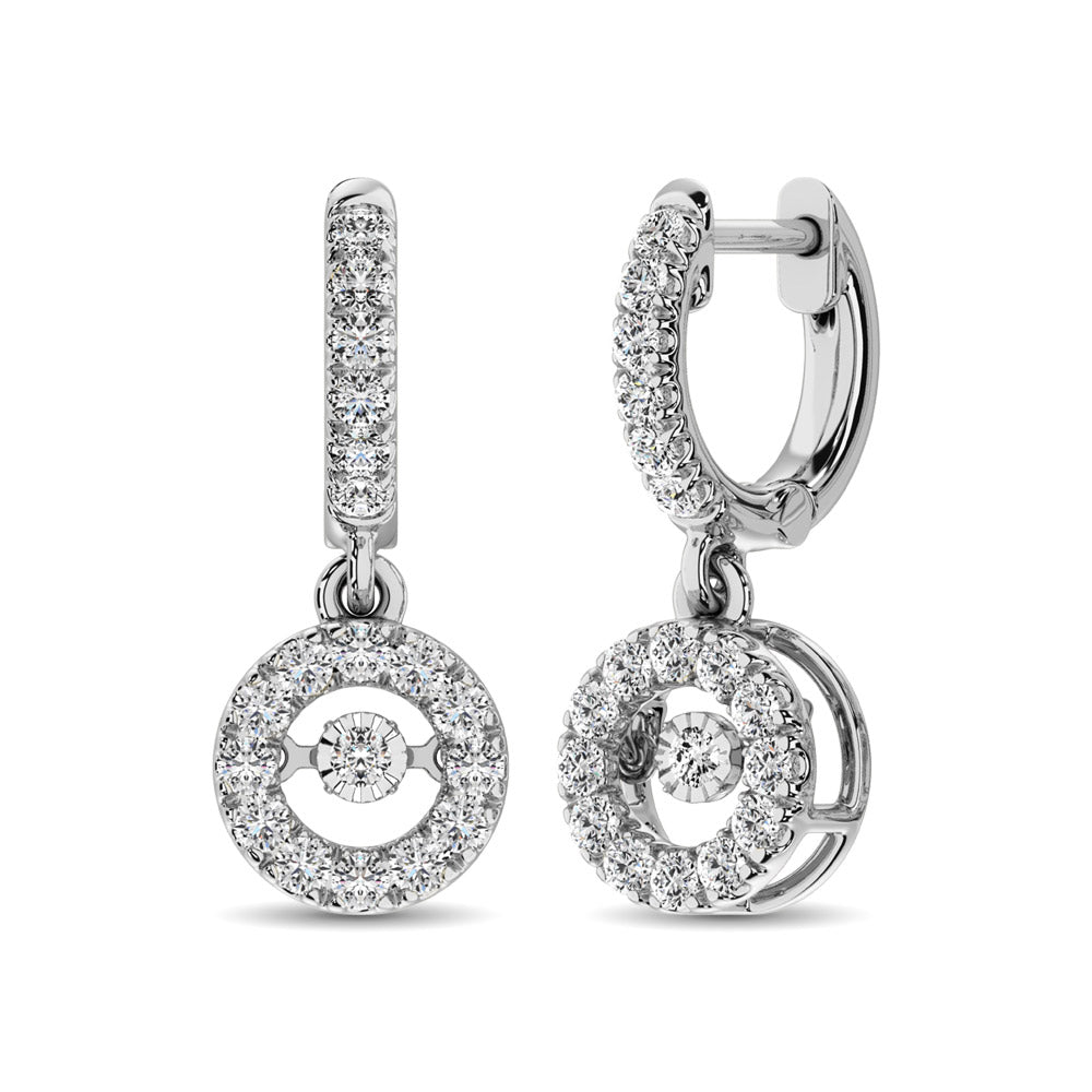 Aretes con Diamantes en Movimiento de 1 qt.Tw en Oro Blanco de 14k