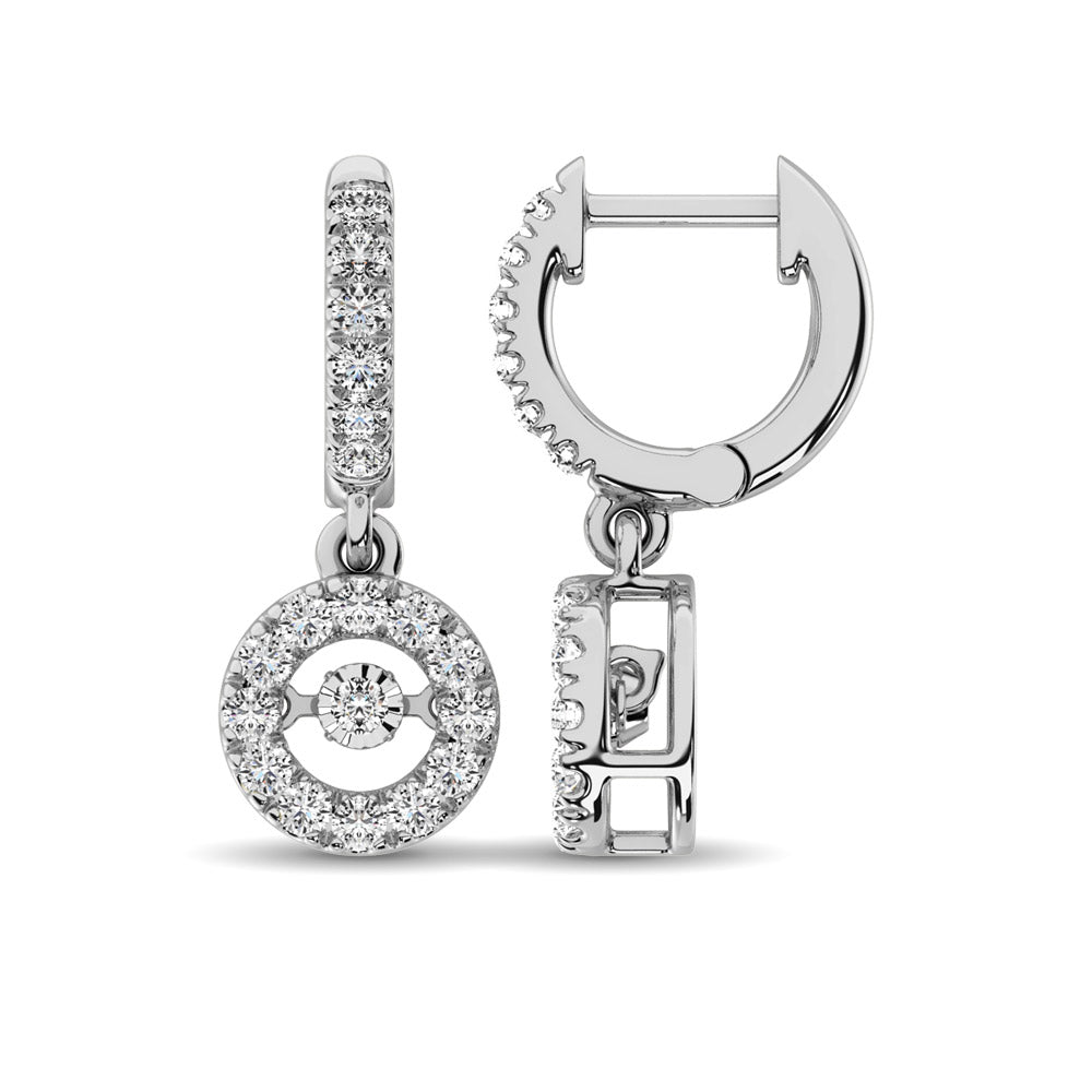 Aretes con Diamantes en Movimiento de 1 qt.Tw en Oro Blanco de 14k