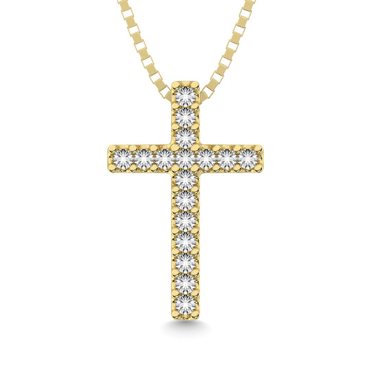 Classic 1/10 ct. tw. diamond cross pendant in 10K yellow gold.