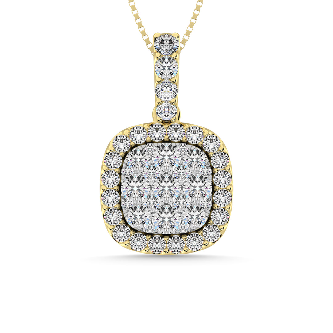 1 ct. Diamond Center Flower Fashion Pendant with White Gold Accent in 10K Yellow Gold