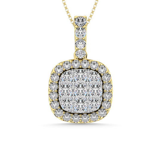 1 ct. Diamond Center Flower Fashion Pendant with White Gold Accent in 10K Yellow Gold
