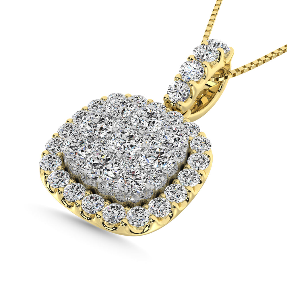 1 ct. Diamond Center Flower Fashion Pendant with White Gold Accent in 10K Yellow Gold