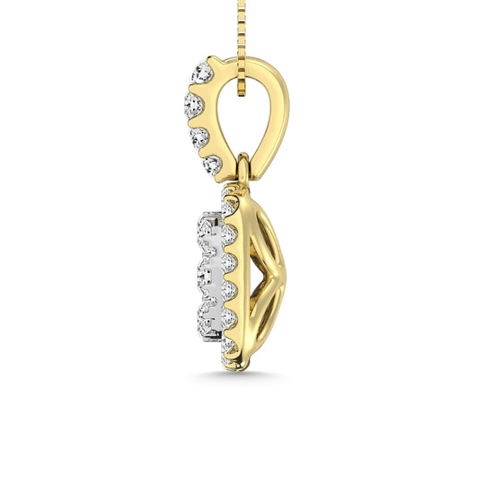 1 ct. Diamond Center Flower Fashion Pendant with White Gold Accent in 10K Yellow Gold