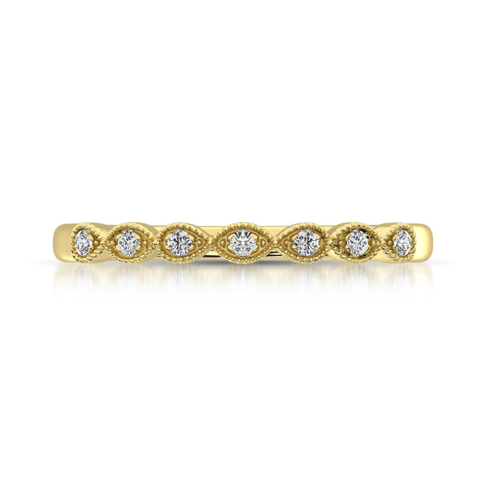 Oro amarillo de 14 quilates de 1/20 quilates total. Banda apilable de diamantes