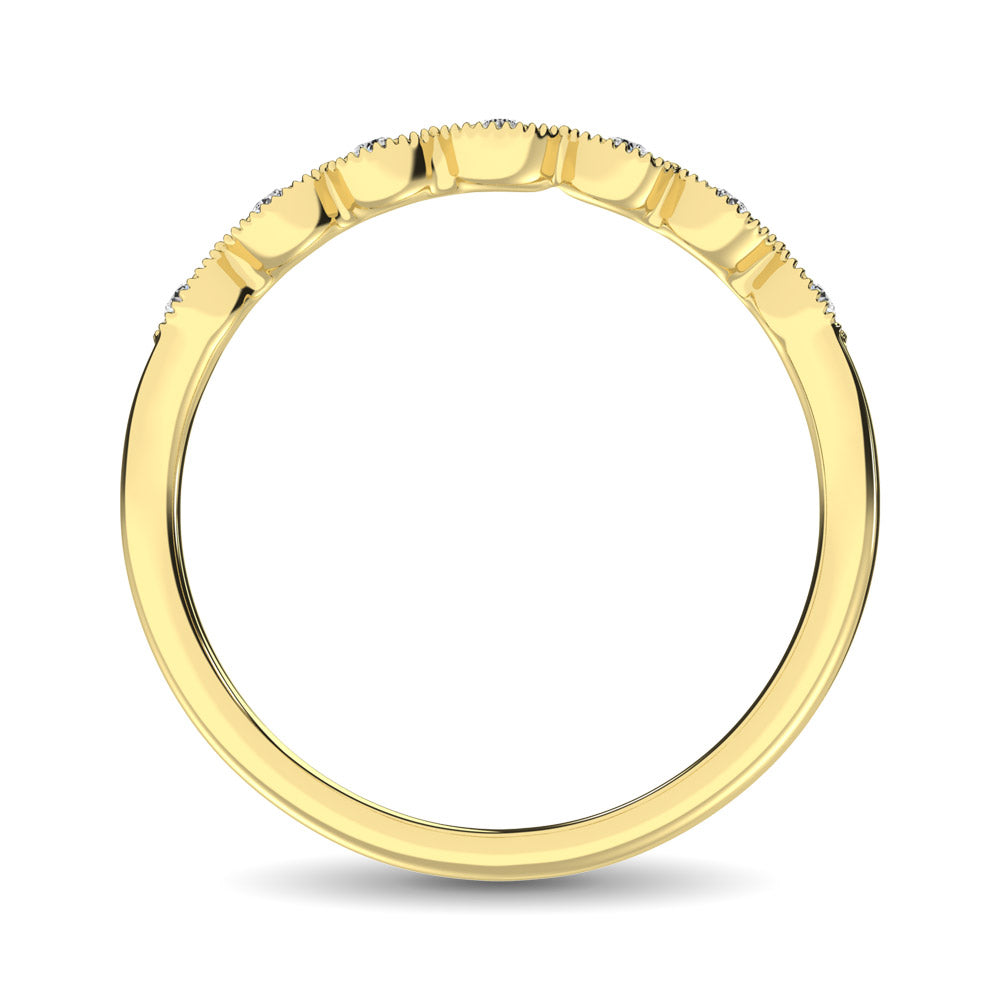 Oro amarillo de 14 quilates de 1/20 quilates total. Banda apilable de diamantes