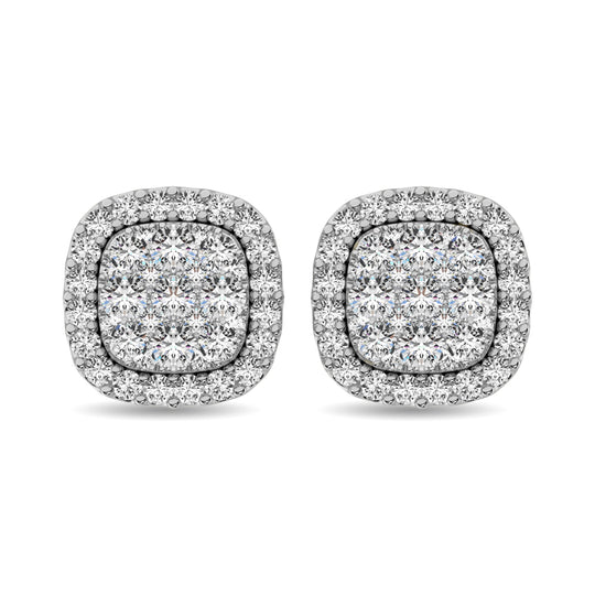 Diamante 5/8 Ct.Tw. Aretes en racimo en oro blanco de 14 k