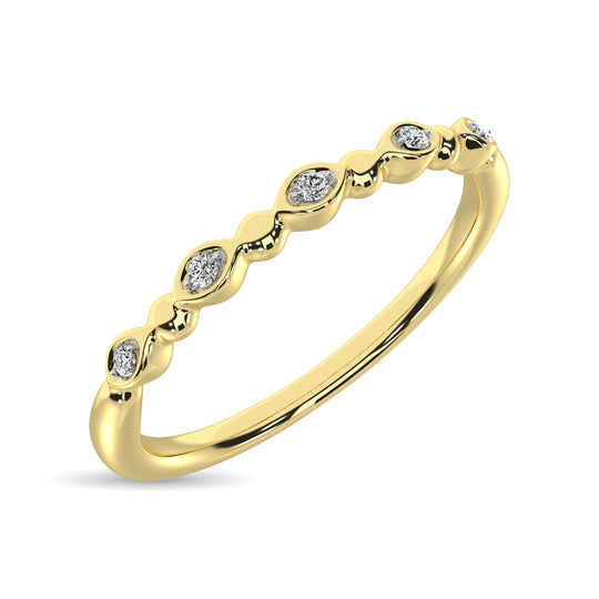 1/50 Cttw Diamond Marquise Bubble Stackable Wedding Band in 10k Yellow Gold