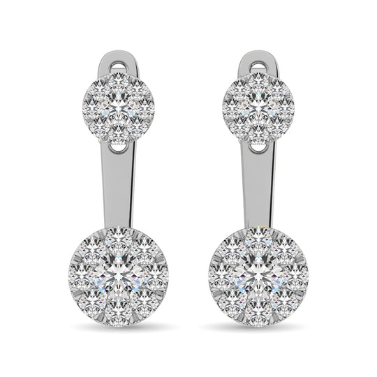 Diamante 1/2.Tw. Aretes de moda en oro blanco de 10 quilates