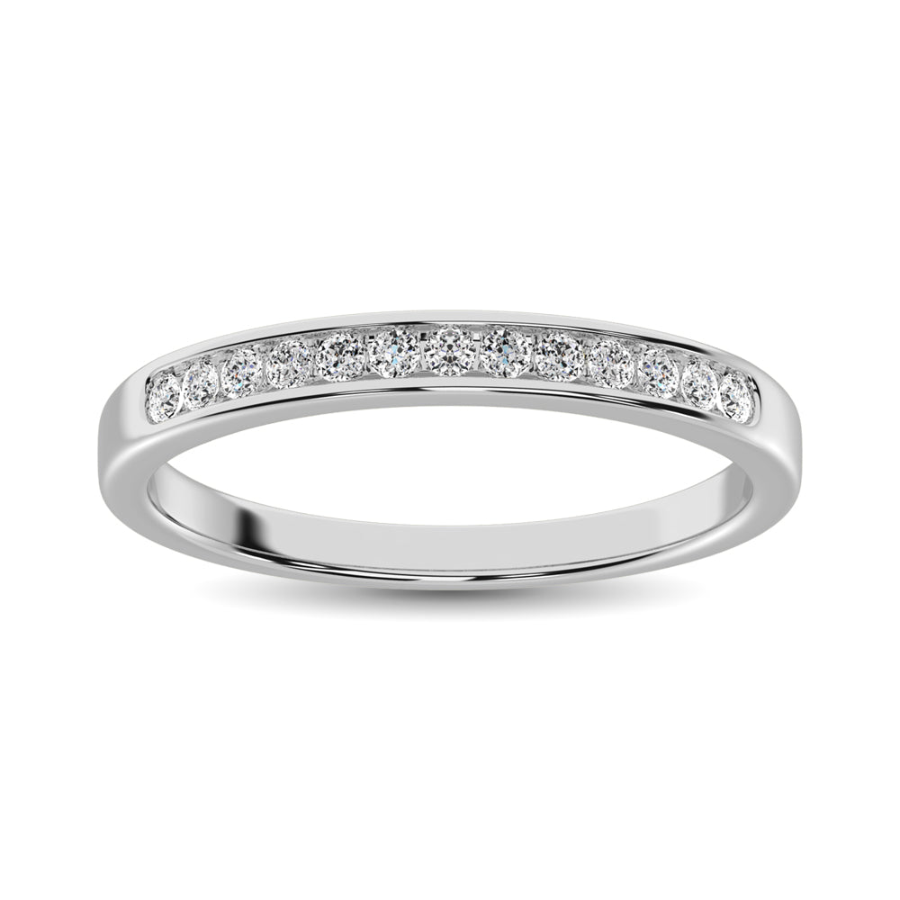Diamante 1/5 Ct.Tw. Banda a m√°quina con juego de canales en oro blanco de 14 k
